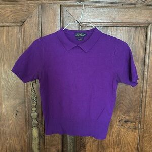 Purple cashmere short sleeved polo